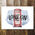 London Watercolour Telephone Box - Metal Advertising Wall Sign