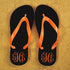 Monogrammed Flip Flops in Black and Orange PER364-OS