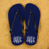 Monogrammed Flip Flops in Blue and White PER361-BS