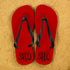 Monogrammed Flip Flops in Red and Grey PER363-BS
