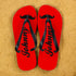Moustache Style Personalised Flip Flops in Red PER368-BS
