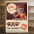 Oxo Cube What Is It? The Answer Prepared From Prime Rich Beef - Metal Advertising Wall Sign -