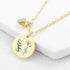 Personalised Birth Flower Brushed Heart and Disc Necklace PER5868