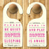 Personalised Baby Door Hanger in Pink