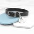 Personalised Classic Black Leather Dog Collar with Tag PER4366