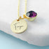 Personalised Gold Birthstone Crystal and Disc Necklace PER4224-FEB