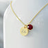 Personalised Gold Birthstone Crystal and Disc Necklace PER4224-JAN