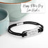 Personalised Handwriting Mens Black Leather Bracelet