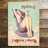 Personalised Prosecco Princess Sign  / Text - Pin Up Girl In Bath- Metal Personalised Art Wall Sign