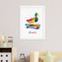 Personalised Watercolour Duck Skateboarding Print