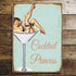 Pin Up Cocktail Princess  - Metal Humour Wall Sign
