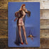 Pin Up Girl Spaniel Naughty Dog Eating Shoe  - Metal Plaque Art Wall Sign