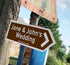 Wedding Brown Personalised Direction Arrow -  Metal Wall Sign